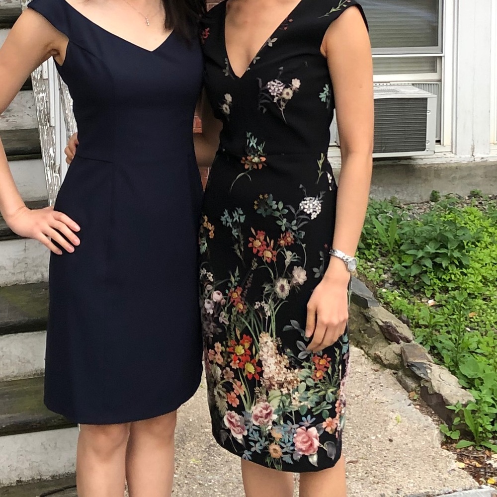 Zara black floral sheath dress